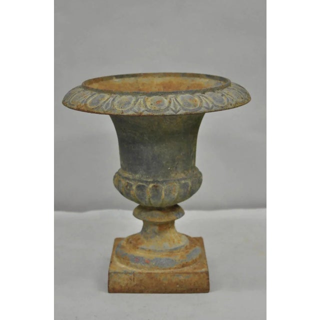 Antique Cast Iron 12.5" French Classical Small Urn Garden Flower Planter Pot For Sale - Image 10 of 10
