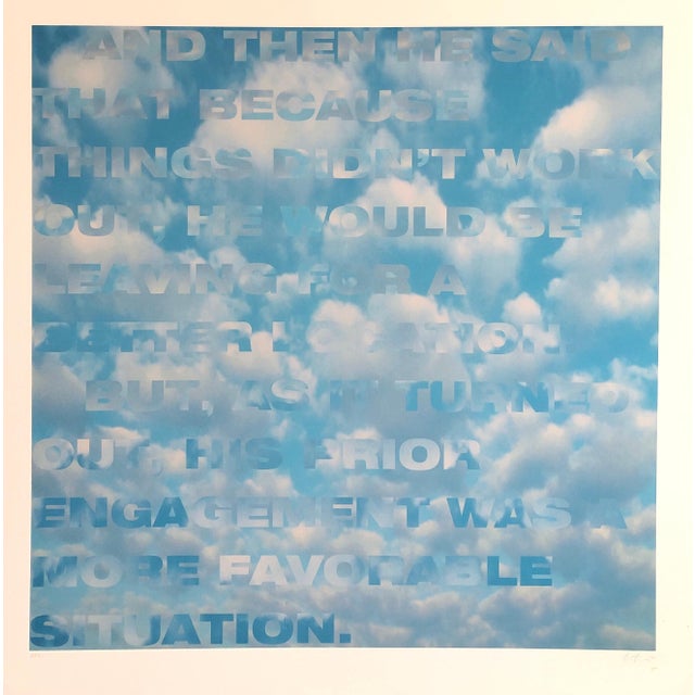 Fred Fehlau, Large Sky Blue Color Iris Print Text Based Conceptual Muse X LA Artist 1 of 2 A, 1991 For Sale