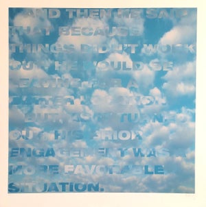 Fred Fehlau, Large Sky Blue Color Iris Print Text Based Conceptual Muse X LA Artist 1 of 2 A, 1991