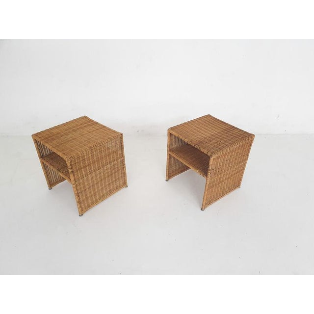 Wood Vintage Wicker Nightstands, France, 1960s, Set of 2 For Sale - Image 7 of 11