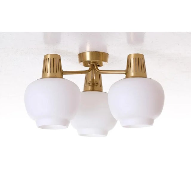 Gold Flush Mount Ceiling Lights attributed to Hans Bergström, 1950s For Sale - Image 8 of 9