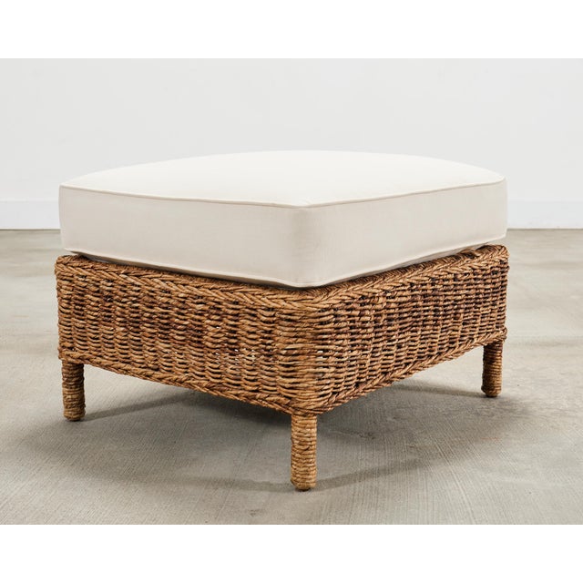 Pair of Ralph Lauren Organic Wicker Rope Armchairs + Ottoman For Sale - Image 17 of 18