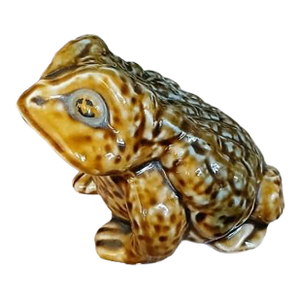 1970's Ceramic Decor 4" Realistic Horned Lizard Toad Frog Garden Pond Pot Japan Vintage