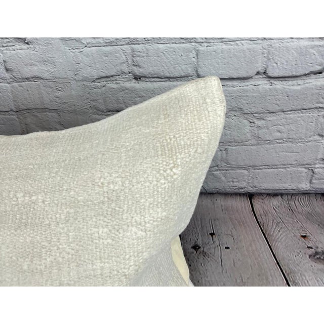 Turkish 16 x 24 Hemp Pillow Turkish Cushion Natural White Pillow Cushion Cover For Sale - Image 3 of 4