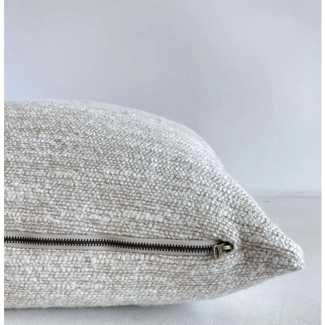 Metal Custom Belgian Woven Linen Accent Pillows in Oatmeal For Sale - Image 7 of 8