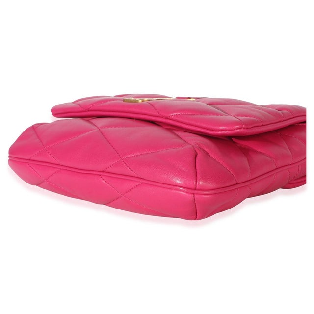 Pink Diamond Quilted Lambskin Le 5 a 7 Shoulder Flap Bag For Sale In New York - Image 6 of 9