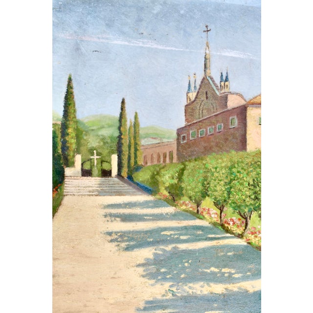 French Pair of Antique French Oil Paintings on Board — Signed Sansky, Monastère De Cimiez, Nice, Circa Early 20th Century For Sale - Image 3 of 13