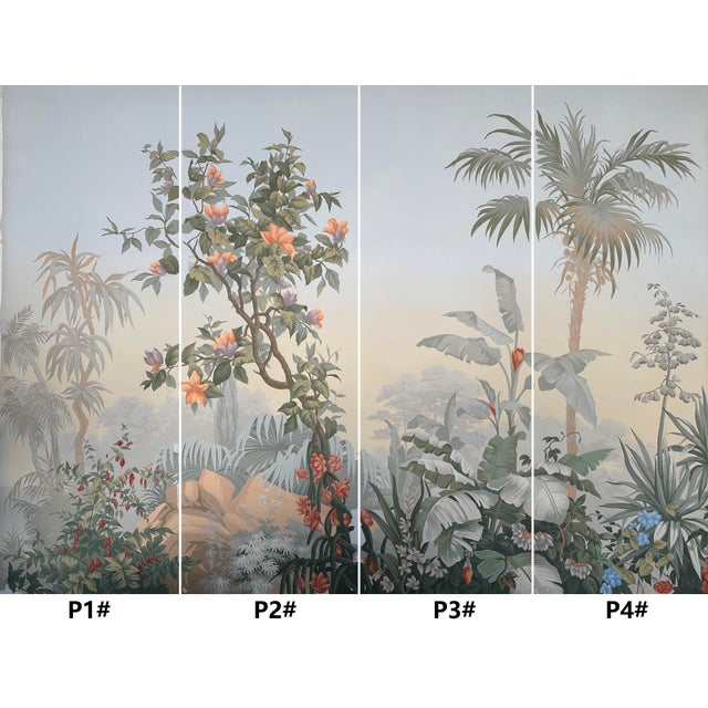 1: Commodity: Hand-painted French Retro Tropical Jungle Floral & Bird Wall Mural 2: Handicrafts: 100% handmade and hand-...