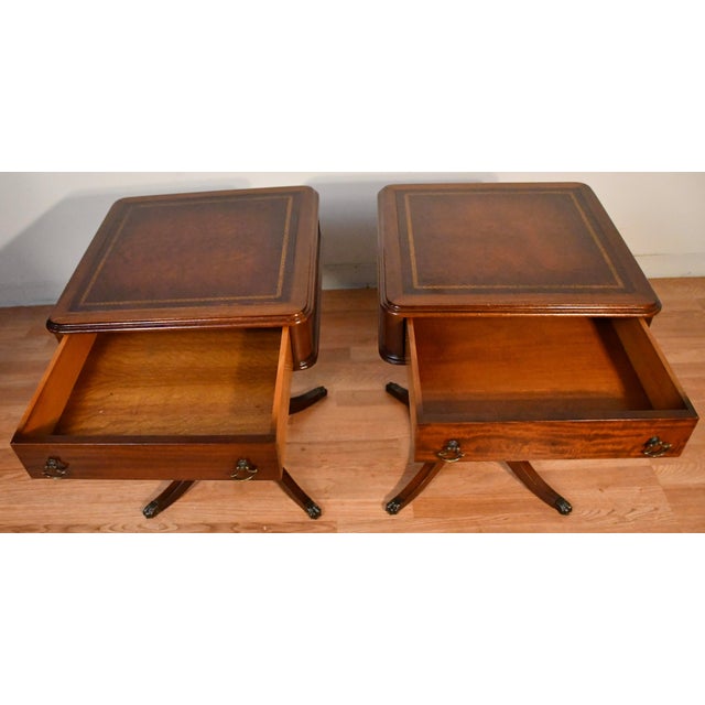 1930s Pair of English Regency Mahogany Side Tables / End Tables For Sale - Image 11 of 15