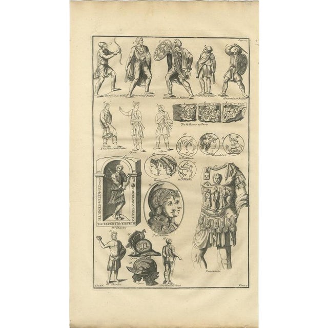 Baroque Montfaucon, Barbarian Warriors of the Antonine Column, Helmets and Gems, 1722, Engraving For Sale - Image 3 of 8