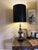 An exceptional curated pair of monumental vintage Stiffel solid brass table lamps, beautifully composed in complementary...