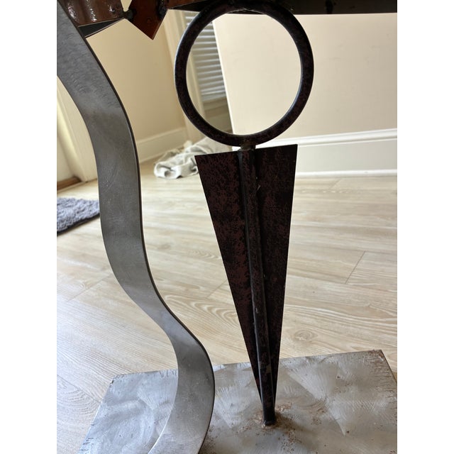 Copper Large Vintage Brutalist Postmodern Metal Sculpture Flame-Patinated Copper & Torch-Cut Steel For Sale - Image 8 of 18