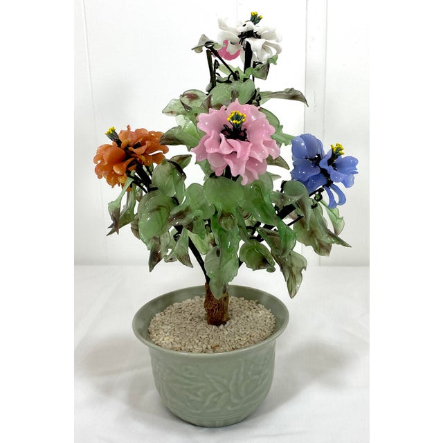 Jade Peony Bonsai Tree In Celadon Pot Chairish