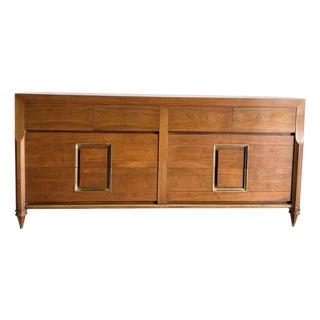 Mid Century Modern Walnut 8 Drawer Long Dresser For Sale