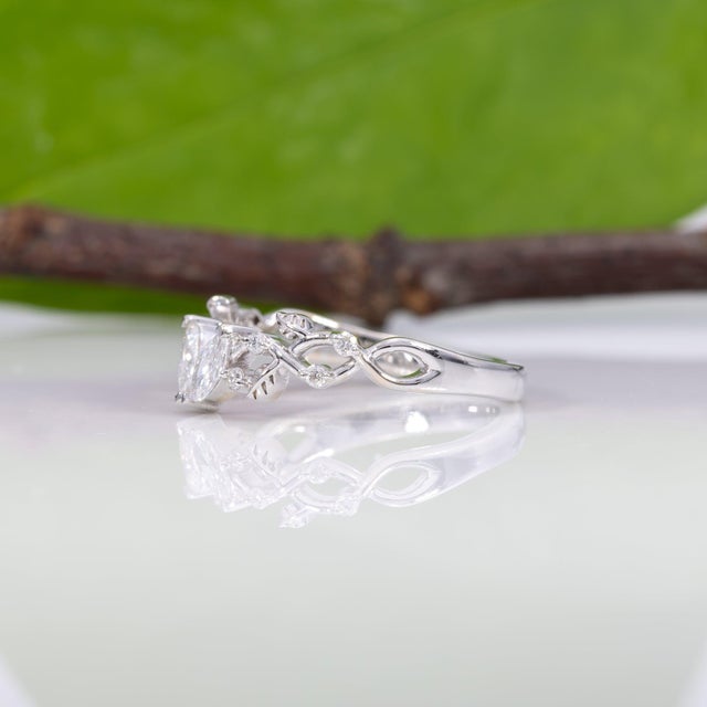 Silver Diamond Band With Earth-Mined Diamonds in Solid 14k Gold, Marquise Cut For Sale - Image 8 of 11