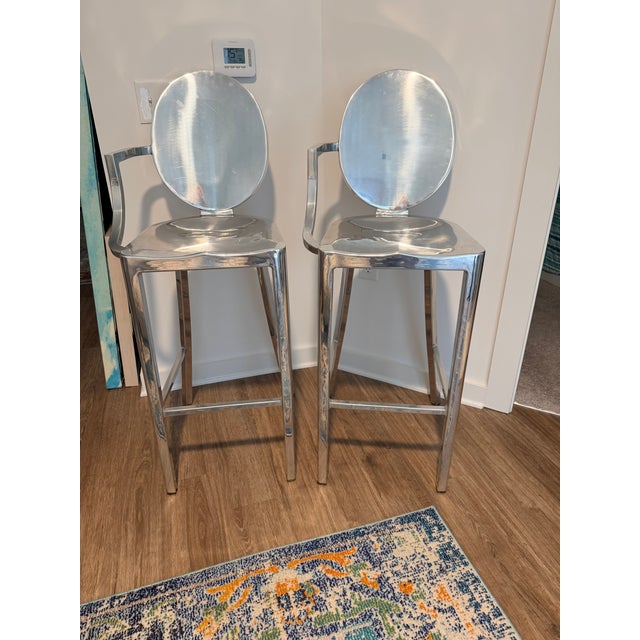 One Armed Aluminum Kong Bar Stools (Pair) by Philippe Starck for Emeco For Sale - Image 14 of 15