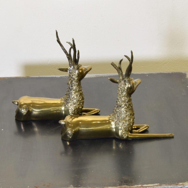 Hollywood Regency Brass Deer Statues, 1970s, Set of 2 For Sale - Image 4 of 7