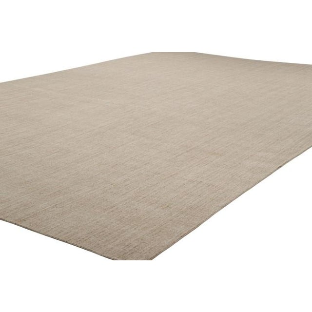 Rug & Kilim Rug & Kilim’s Oversized Modern Textural Solid Rug in Beige Tones and Striae - 13x16 For Sale - Image 4 of 7