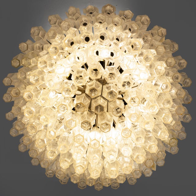 Poliedri Glass Suspension Lamp, 1960s, in Good conditions. Designed 1950 to 1959 Up to 250V (Europe/UK Standard).The...