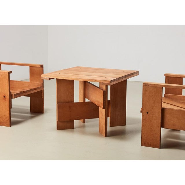 Crate Chairs and Table by Gerrit Rietveld for Cassina, 1979, Set of 3 For Sale - Image 6 of 13