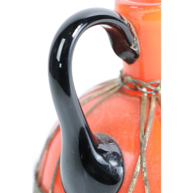 1920s Czechoslovakian Art Glass Pitcher With Woven Silver Basket Trim For Sale - Image 5 of 7