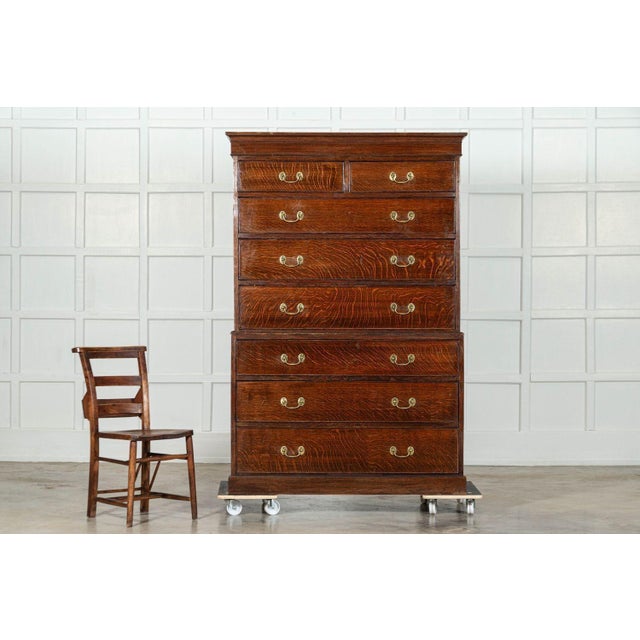 Large English Oak Tallboy Chest Drawers, 1870 For Sale - Image 6 of 14