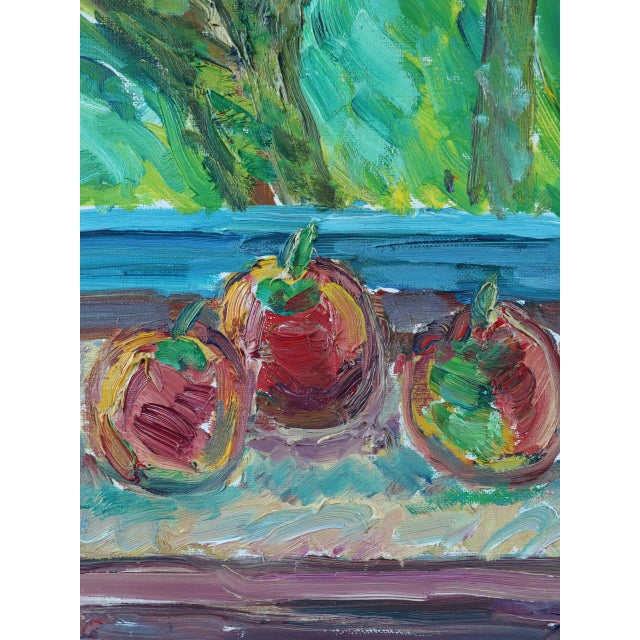 Mid-Century Modern 'Lavender & Fruit' Original Swedish Expressive Interior Still Life Oil Painting, Framed For Sale - Image 9 of 12