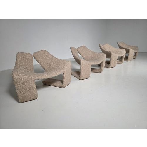 Zen lounge chairs designed by Kwok Hoi Chan and manufactured by Steiner in France circa 1970. These chairs are a true...