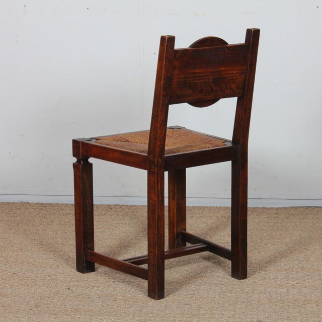Brown French Straw-Seated Chairs in Wood, 1940, Set of 6 For Sale - Image 8 of 12