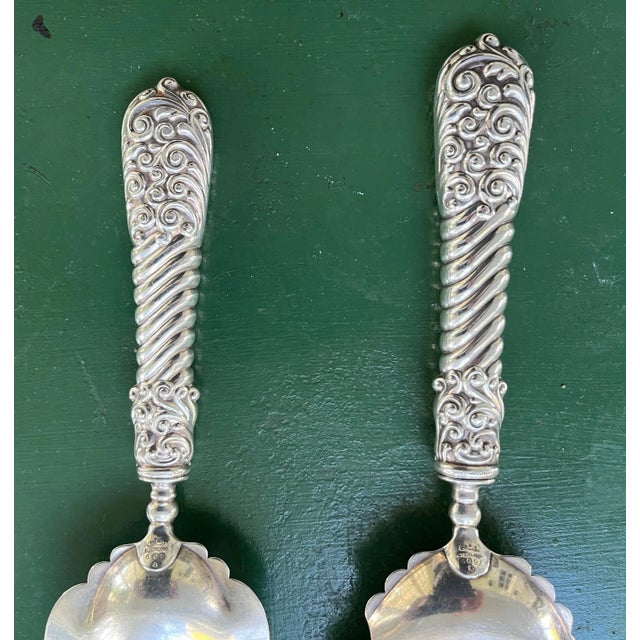 Victorian Antique 19th Century Gorham Sterling Silver Fish Serving Fork and Slice 1892 - a Pair For Sale - Image 3 of 13