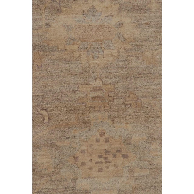 Rug & Kilim Rug & Kilim’s Oversized Distressed Oushak Style Rug With Floral Design in Beige For Sale - Image 4 of 10