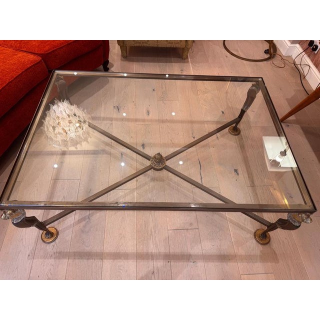 Metal Vintage French Neoclassical Patinated Bronze Coffee Table, 1960s For Sale - Image 7 of 9