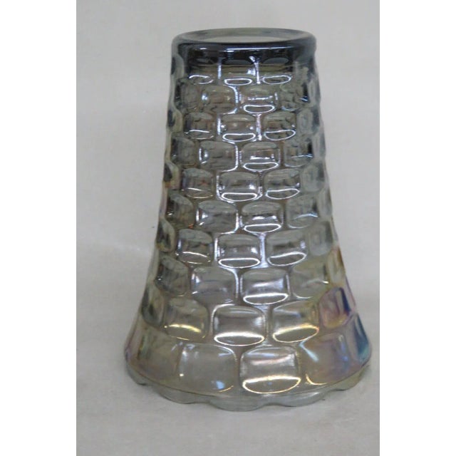 Glass Federal Carnival Glass Yorktown Thumbprint Design Iridescent Vase For Sale - Image 7 of 10