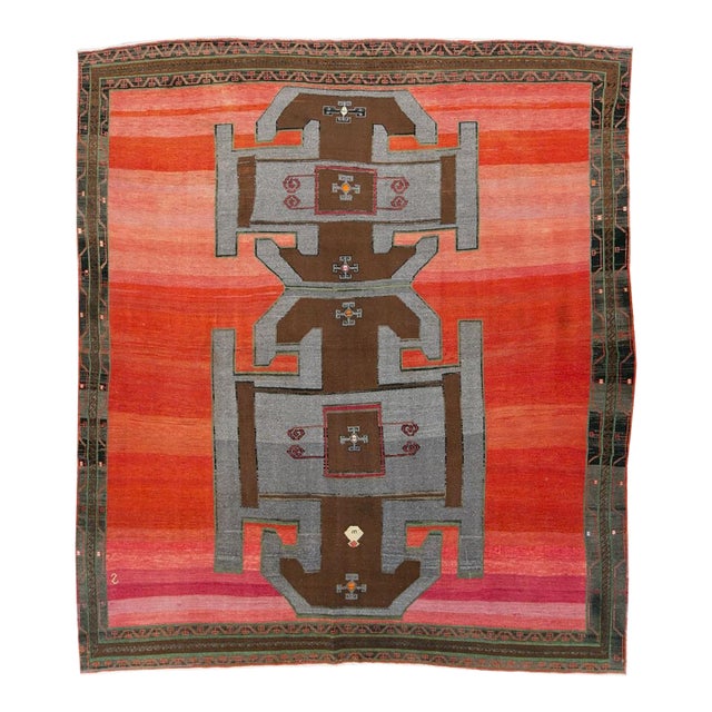 Vintage Masculine Square Turkish Kars Rug - 11' x 12'5" For Sale
