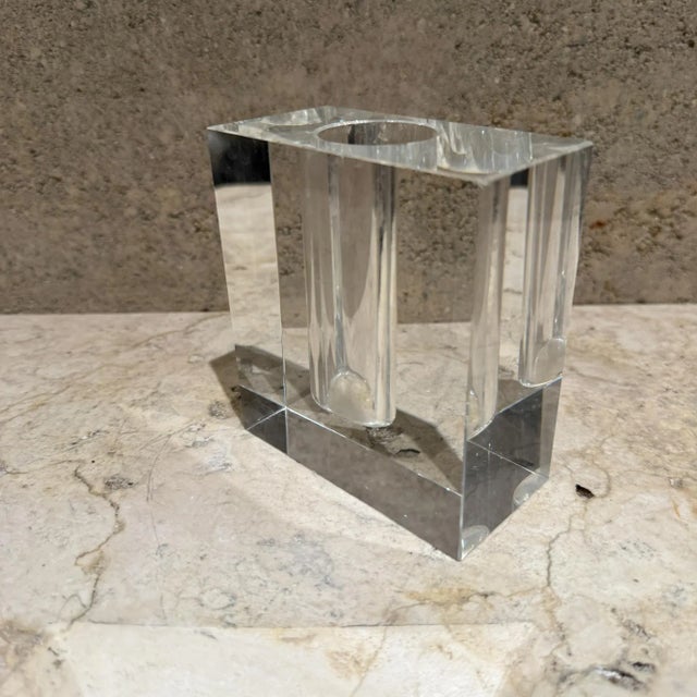 Crystal Square Flower Bud Vase by Tizo Modern Design, Crystal 1980s Post-Modern For Sale In San Diego - Image 6 of 9