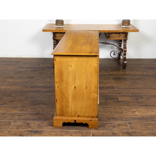 French 19th Century Pine Buffet with Two Doors and Carved Ogee Bracket Feet For Sale - Image 9 of 11