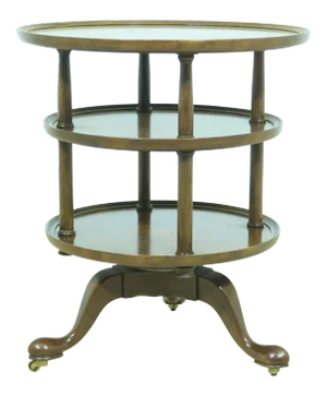 Baker Round English Style Walnut Tiered Table