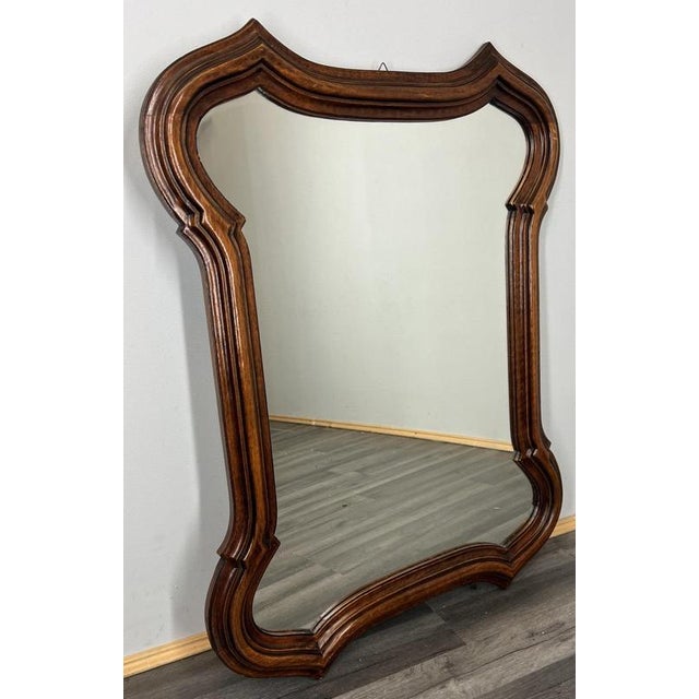 Brown Vintage French Wall Mirror in Oak For Sale - Image 8 of 8