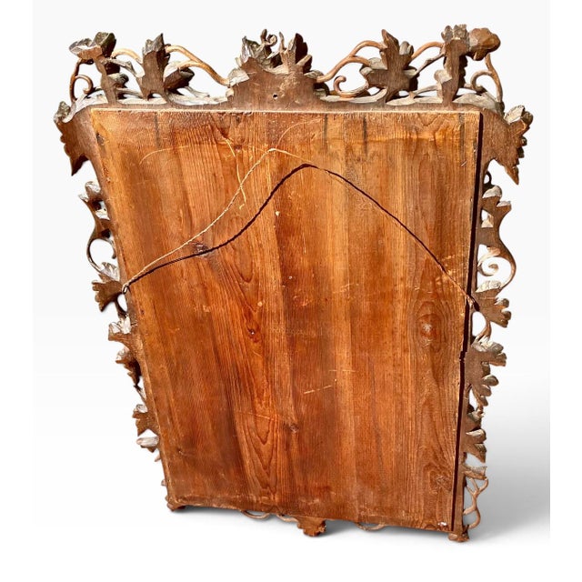 Black Forest Hand Carved Walnut Mirror Vines Leaves Berrys For Sale - Image 15 of 17