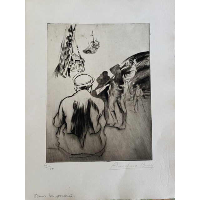 Anselmo Bucci, Military Life, Etching, 1917 For Sale