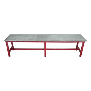 French Vintage Farm Table with Zinc Top For Sale