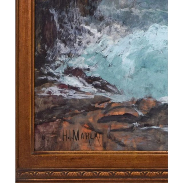 Wood Antique American Seascape Painting by Hamilton Irving Marlatt C.1900 For Sale - Image 7 of 9