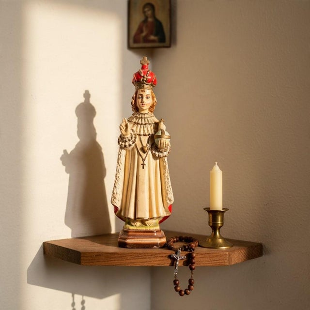 Vintage Infant Jesus of Prague Chalkware Statue-Italy-Catholic-Religious-Christ For Sale - Image 9 of 10