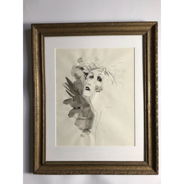 Art Deco 1930s Art Deco Portrait of a Woman, Original Pen & Ink Drawing For Sale - Image 3 of 3