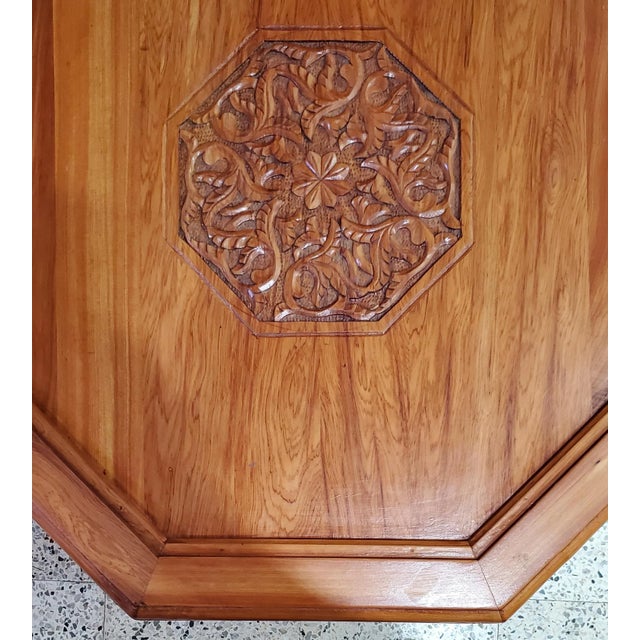 Carved Octagonal Moroccan Wooden Coffee Table For Sale In Orlando - Image 6 of 8
