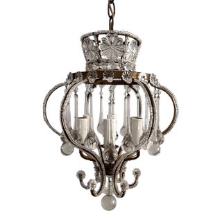 Vintage Italian Crystal Beaded Chandelier For Sale
