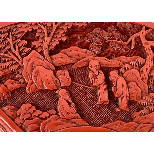 Vintage Chinese Cinnabar Lacquer Box For Sale - Image 4 of 7
