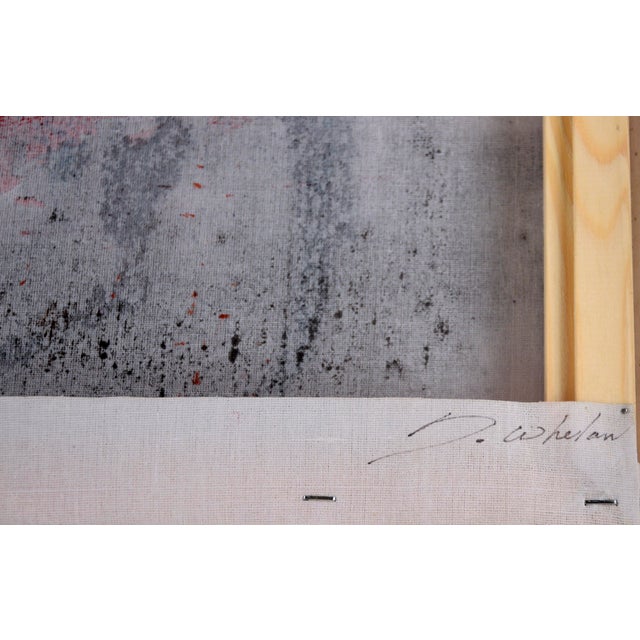 Red Splatters on Grey Field - Abstract Expressionist in Acrylic on Linen by D Whalen For Sale - Image 10 of 10