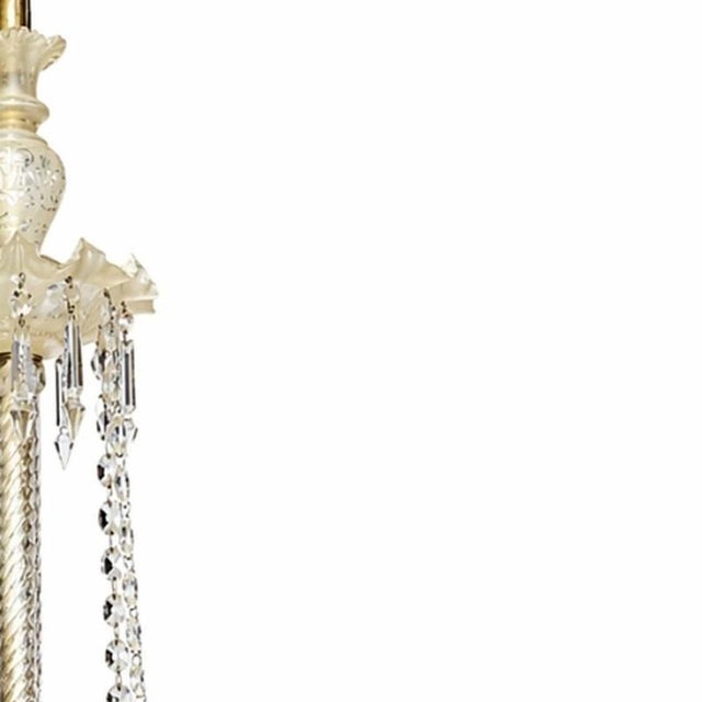 Metal and Crystal Ceiling Lamp For Sale - Image 4 of 6