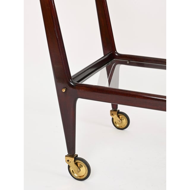 Large Wood and Brass Mod. 58 Bar Cart, Italy, 1952 For Sale - Image 11 of 18